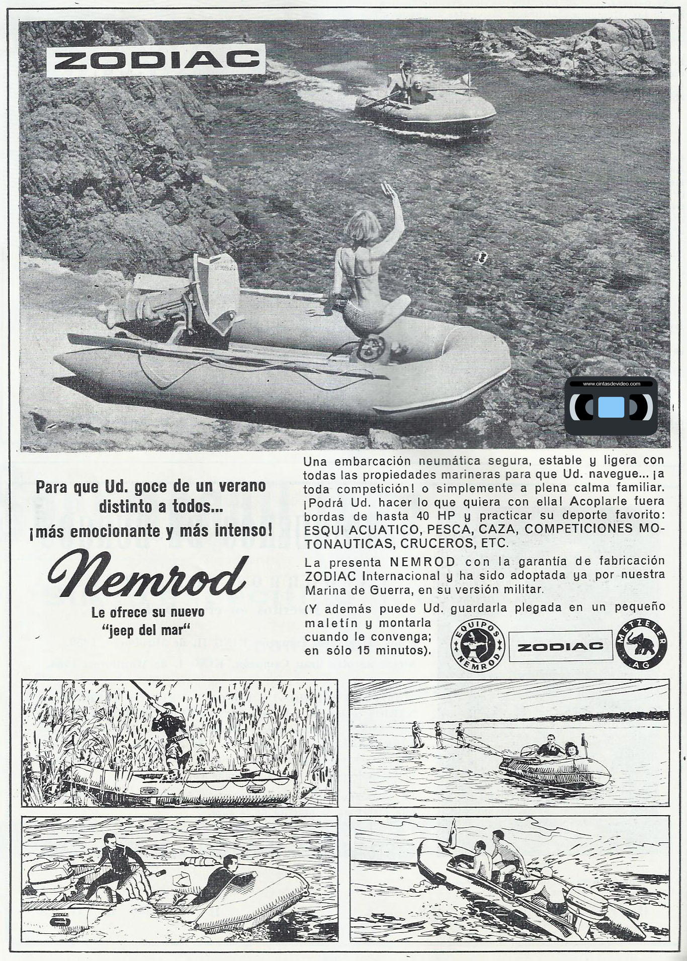 Anuncio Zodiac - Nemrod le ofrece su nuevo Jeep del mar 1968.